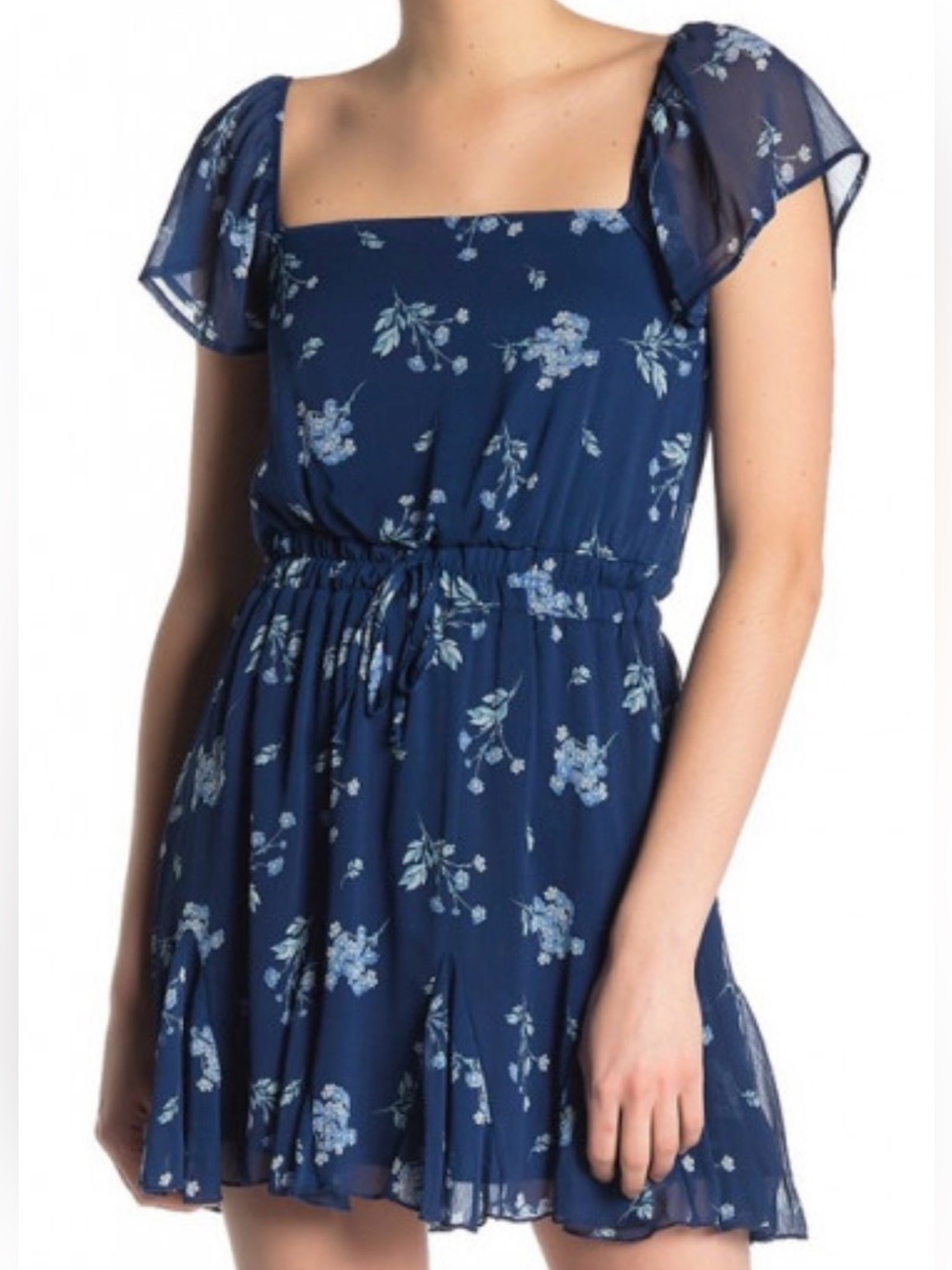 Row A Women’s Blue Floral Pleated Mini Sundress